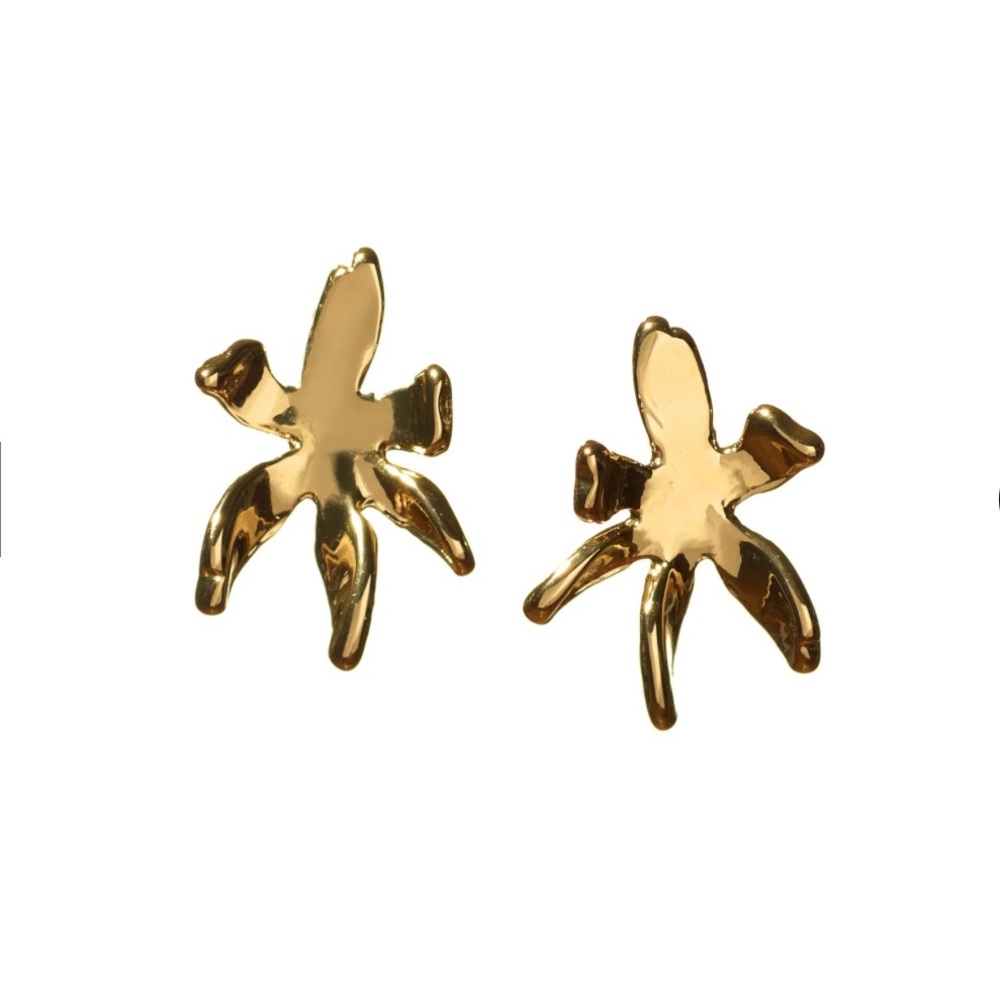 NWT Lele Sadoughi Gold Lily Earrings